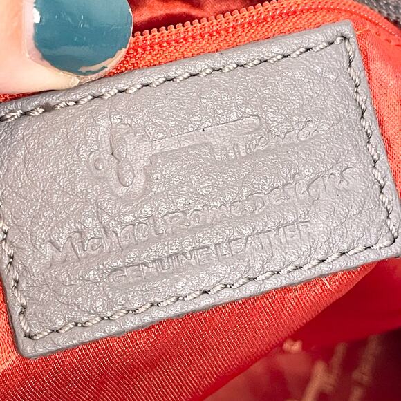 Michael Rome Italian Genuine Leather Shoulder Hobo Satchel Bag Gray - Picture 4 of 10